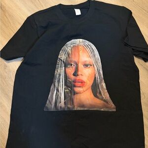 Graphic Face Print T-Shirt Black Size Large Streetwear Tee